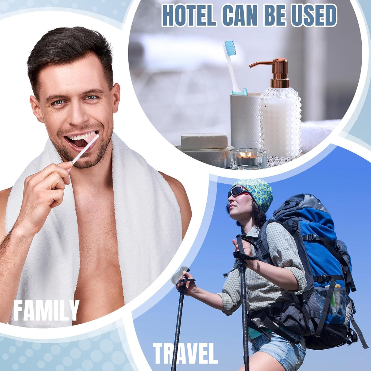 Patelai 2 Pcs Travel Toothbrush Set, Soft Bristle Mini Foldable Tooth Brush with Case, Individually Wrapped Small Portable Travel Size Toiletries Stuff for Camping (Couple Color)