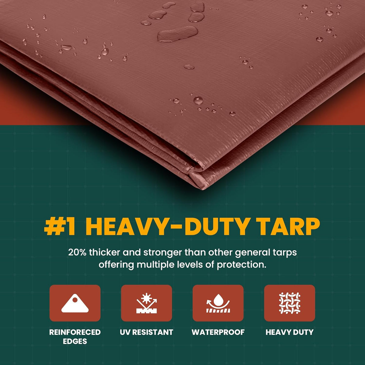 Large Waterproof Tarp - Heavy Duty 20 Mil Thick Poly Tarpaulin Ideal for Canopy Tents, Boats, RV or Pool Covers - Multipurpose Protective Tarps with Grommets for Indoor and Outdoor Use | 30' x 40'