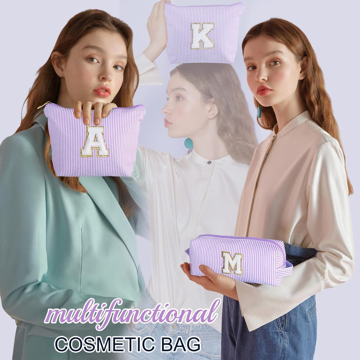 YOOLIFE Makeup Bag - Cute Cosmetics Organizer for Women, Personalized Gifts for Best Friend, Daughter, Valentine's Day, Wedding