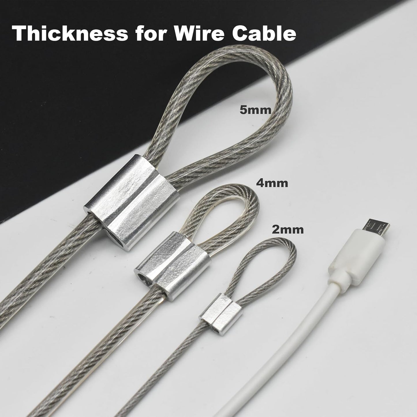 10 Pcs 4mm Wire 12 inch Vinyl Coated Stainless Steel Cable with Loops Short Wire Rope Lanyard Lock Security Chain Link for Outdoor Gates, Clear(4mm x 12inch)