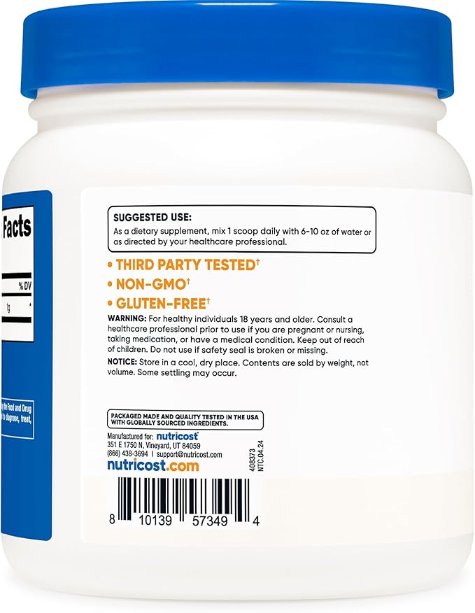 Nutricost L-Lysine Powder 500 Grams - Pure L-Lysine, Non-GMO, Gluten Free