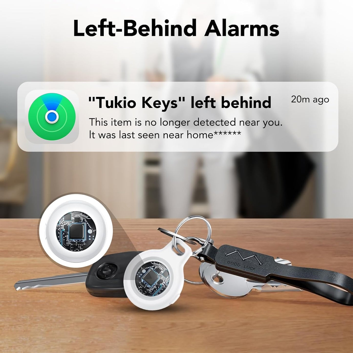 2025 New [Apple MFi Certified] (iOS Only) Air Tracker Tags-2 Pack, Bluetooth Tracker for Apple Find My, Replaceable Battery, Key Finder and Item Locator Smart Tag for Keys, Bags, Luggage, Pets, White