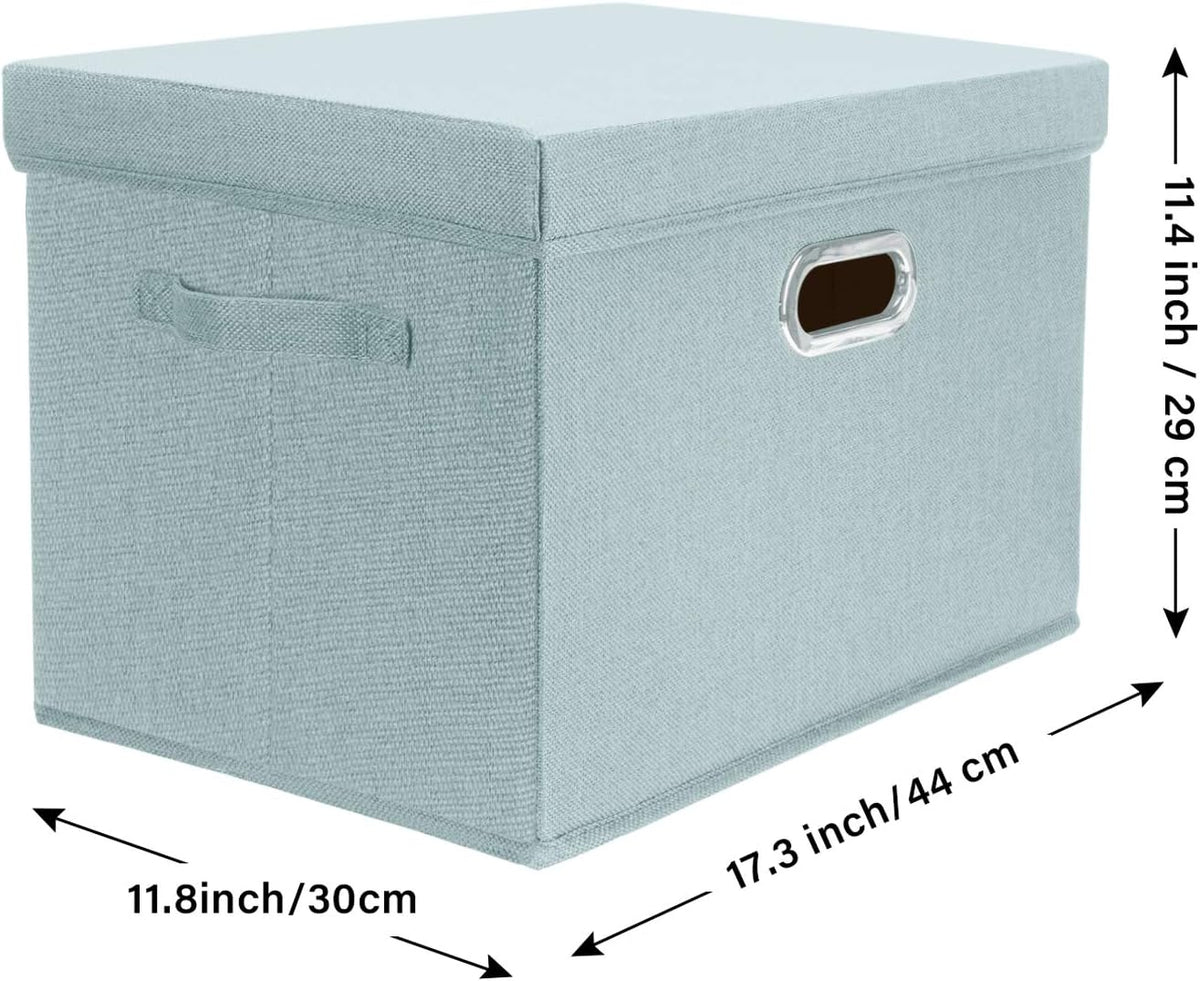 TYEERS Large Storage Bins with Lids, Collapsible, Washable, Fabric Storage Boxes for Organizing, 17.3x11.8x11.4 inches, 3 Pack, Aqua Spring
