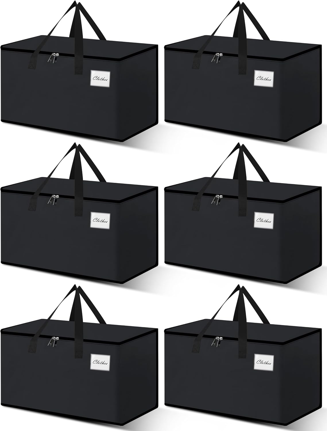 Heavy Duty Moving Bags - Extra Large Packing Bags and Storage Totes, Collapsible and Foldable Option for Moving and Storage, Black, 125 L - 6 Pack