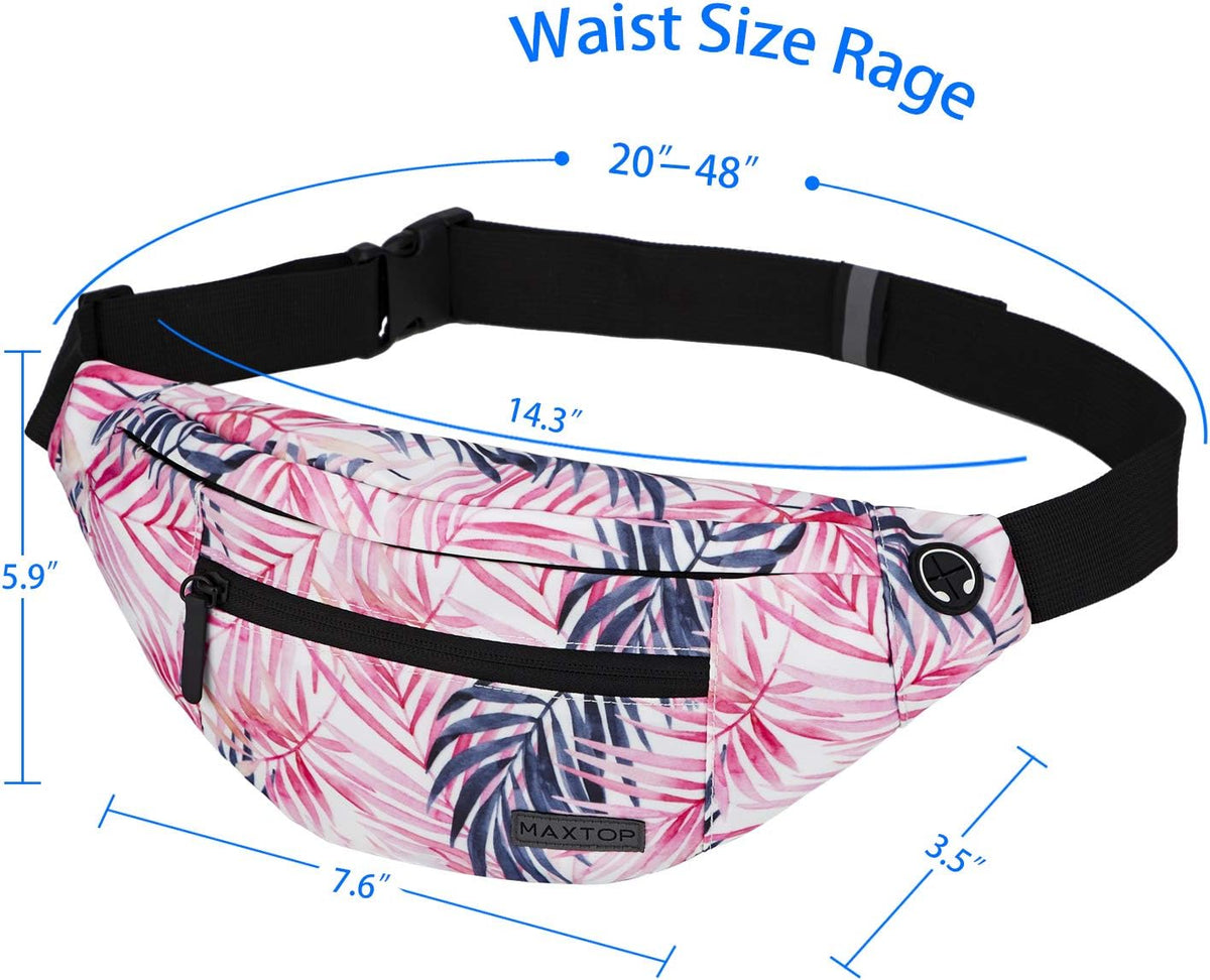 MAXTOP Large Crossbody Fanny Pack with 4-Zipper Pockets,Gifts for Enjoy Sports Festival Workout Traveling Running Casual Hands-Free Wallets Waist Pack Phone Bag Carrying All Phones