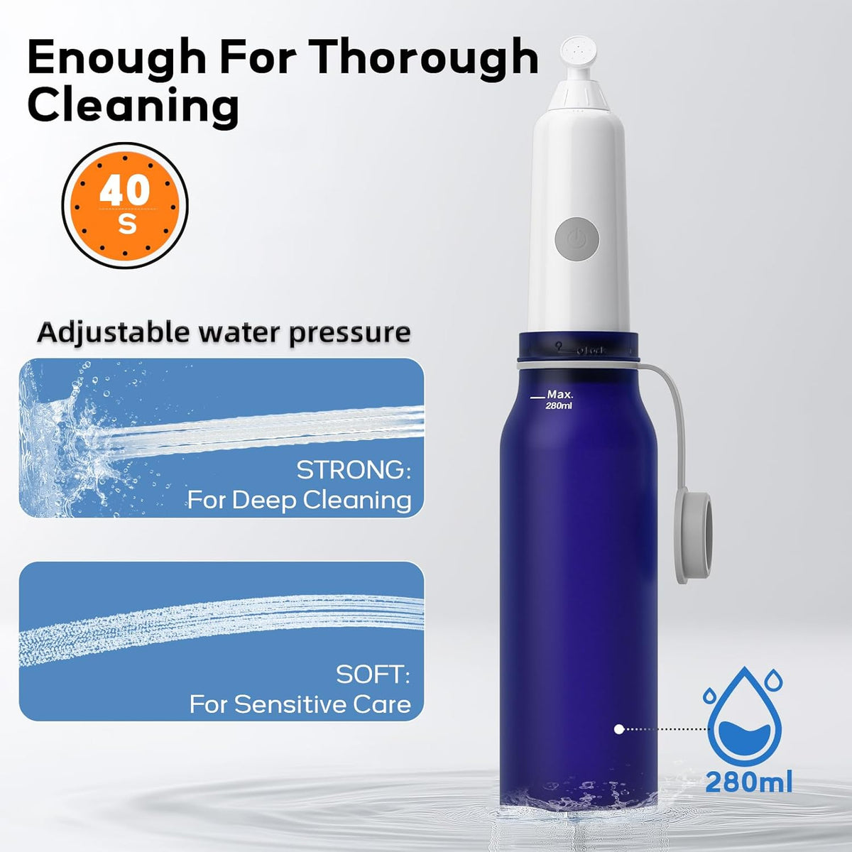 BIGCOW Portable Travel Bidet, Electric Bidet with 3 Spray Modes, IPX7 Waterproof ＆ Rechargeable, Mini Toilet Water Sprayer for Personal Hygiene, Postnatal Care, Perineal & Hemorrhoid
