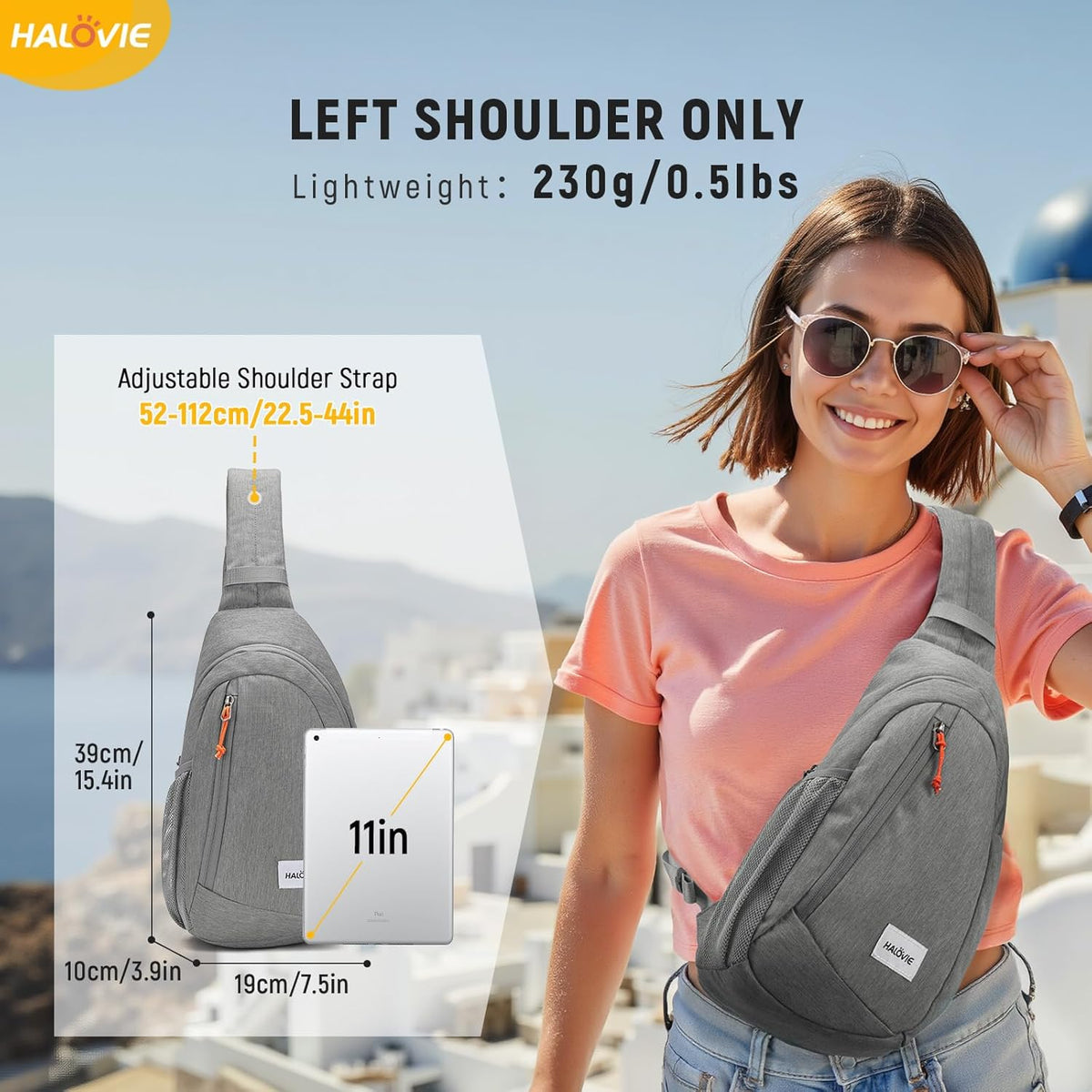 HALOVIE Anti Theft Crossbody Sling Bag RFID Travel Sling Backpack Lightweight Hiking Shoulder Chest Bag for Walking Work