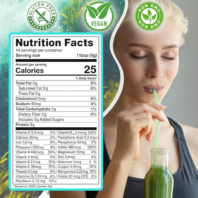 Ocean's Balance Daily Smoothie Powder – Organic Blend with Blueberry, Spirulina, Dulse Seaweed & Barley Grass – Nutrient-Rich Superfood Smoothie Mix (4 oz - 1 Pack)