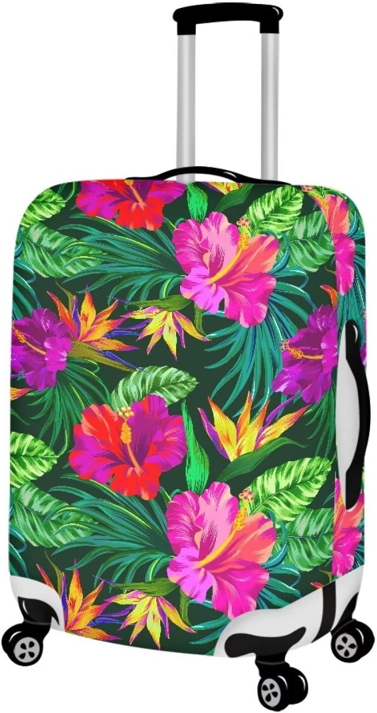 Tropical Floral Leaf Print Suitcase Cover Womens Travel Luggage Protector Cover Suitcase Baggage Decoraitve Covers for 22-25 inches