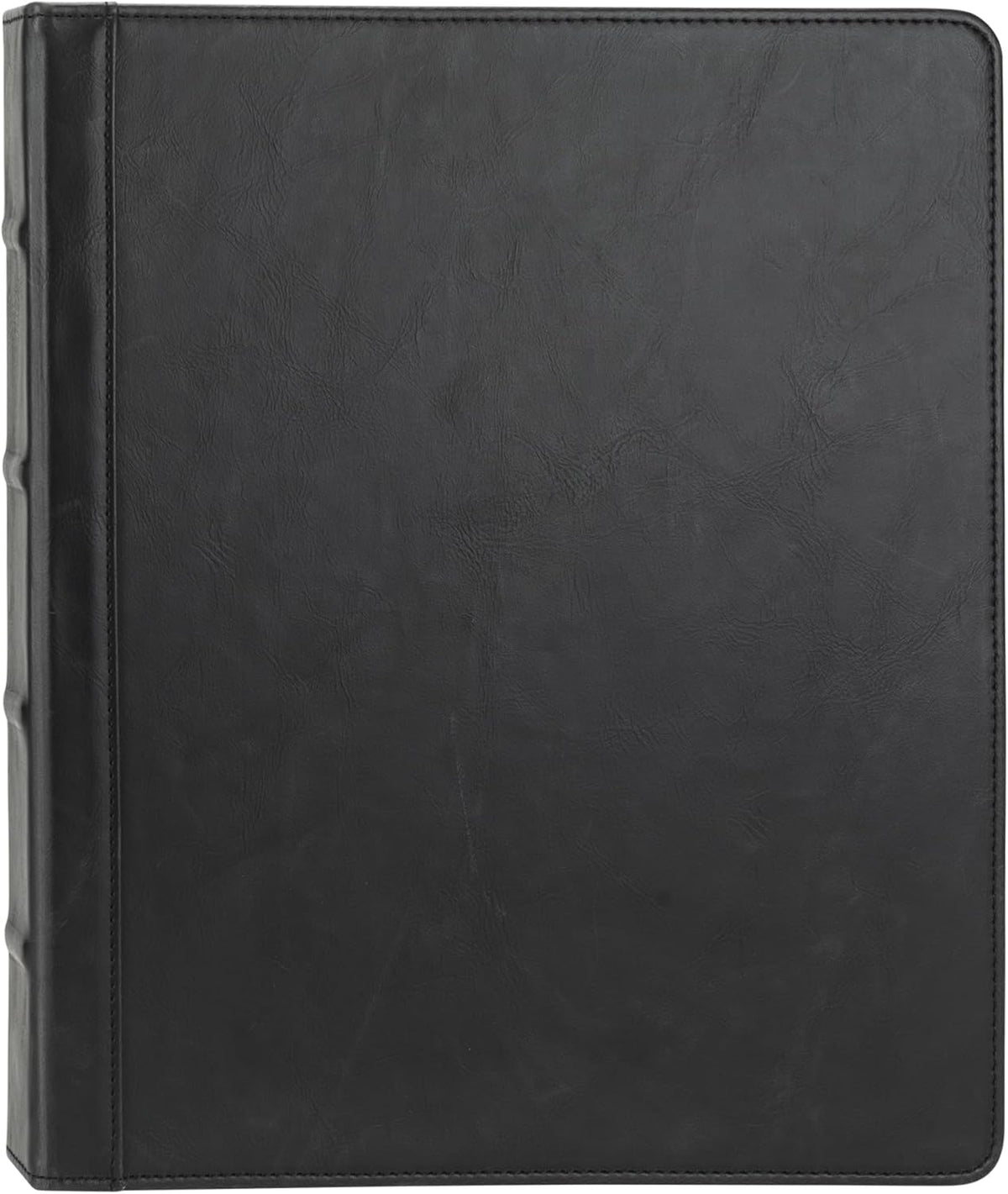 Samsill Vintage Leather Binder, 1 Inch Round Ring (Holds 200 Sheets), Letter Size 8.5x11 Documents, Professional Organizer Portfolio, No Zipper, Black