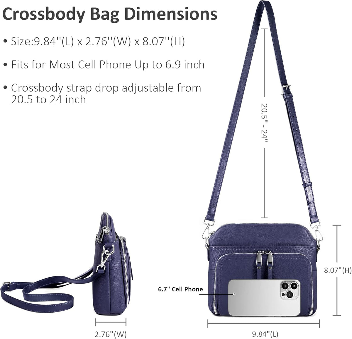 befen Genuine Leather Crossbody Purses for Women, Women's Small Crossbody Shoulder Bag with Built in RFID Wallet