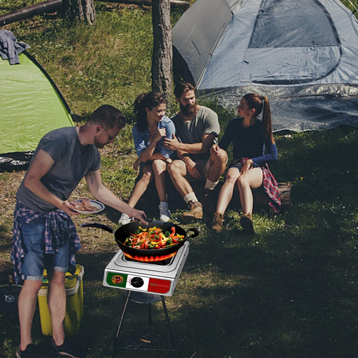 Vivicreate 10000 BTU Single Burner Propane Gas Stove Outdoor Camping Cooker Portable Stainless Steel Cooktop with Hose for BBQ Frying Boiling High BTU Estufa de Gas Portátil Fogón de Gas
