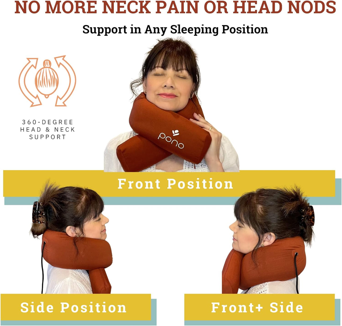 Pono Neck Cradle Travel Pillow: Memory Foam, Ergonomic 360° Adjustable Support, Prevents Neck Pain/Head Nods. Infinity Shape Fits All Adults. Foldable Design for Easy Portability (Ocean Mist)