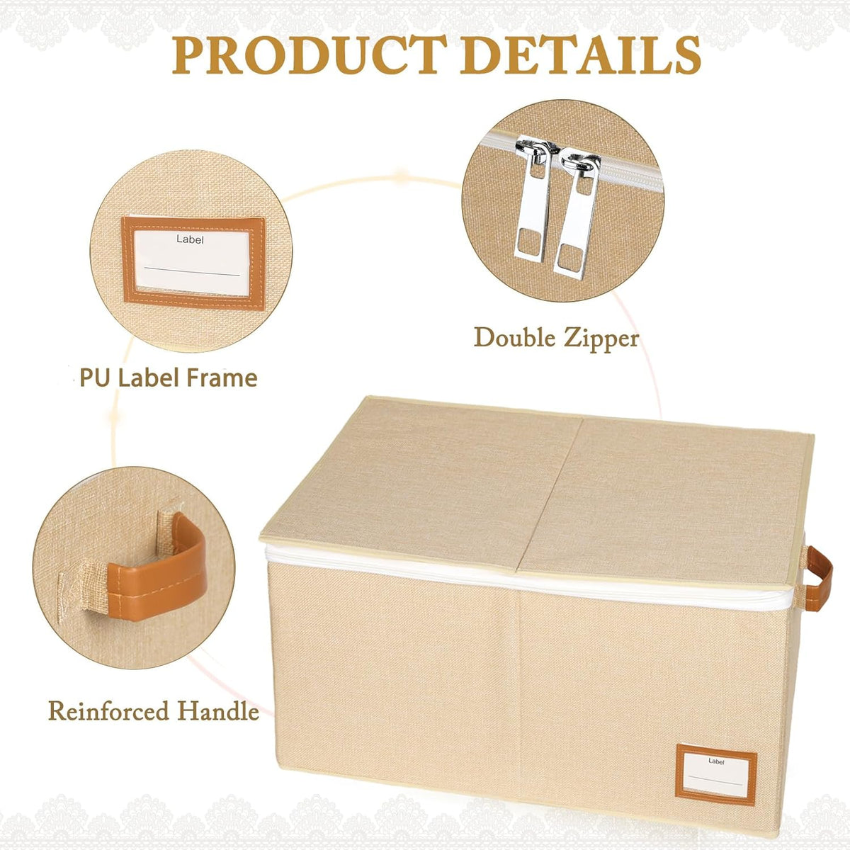 Wedding Dress Storage Box, Wedding Dress Preservation Box with Lid, Foldable Acid-Free Organizer with 1 Pair of Microfiber Gloves and 20 Sheets of Acid-Free Paper (1, Large)