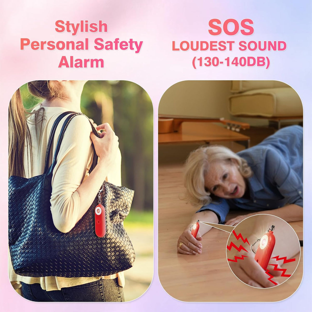 Personal Safety Alarm for Women - 130dB Self Defense Keychains Siren Whistle, Replaceable Battery with SOS LED Strobe Light - Emergency Security Safe Protection Devices for Kids Elderly