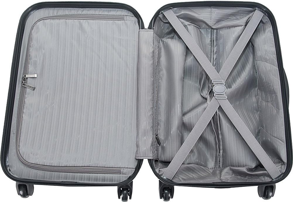 Kenneth Cole REACTION Out of Bounds Lightweight Hardshell 4-Wheel Spinner Luggage, Midnight Black, 20-Inch Carry On