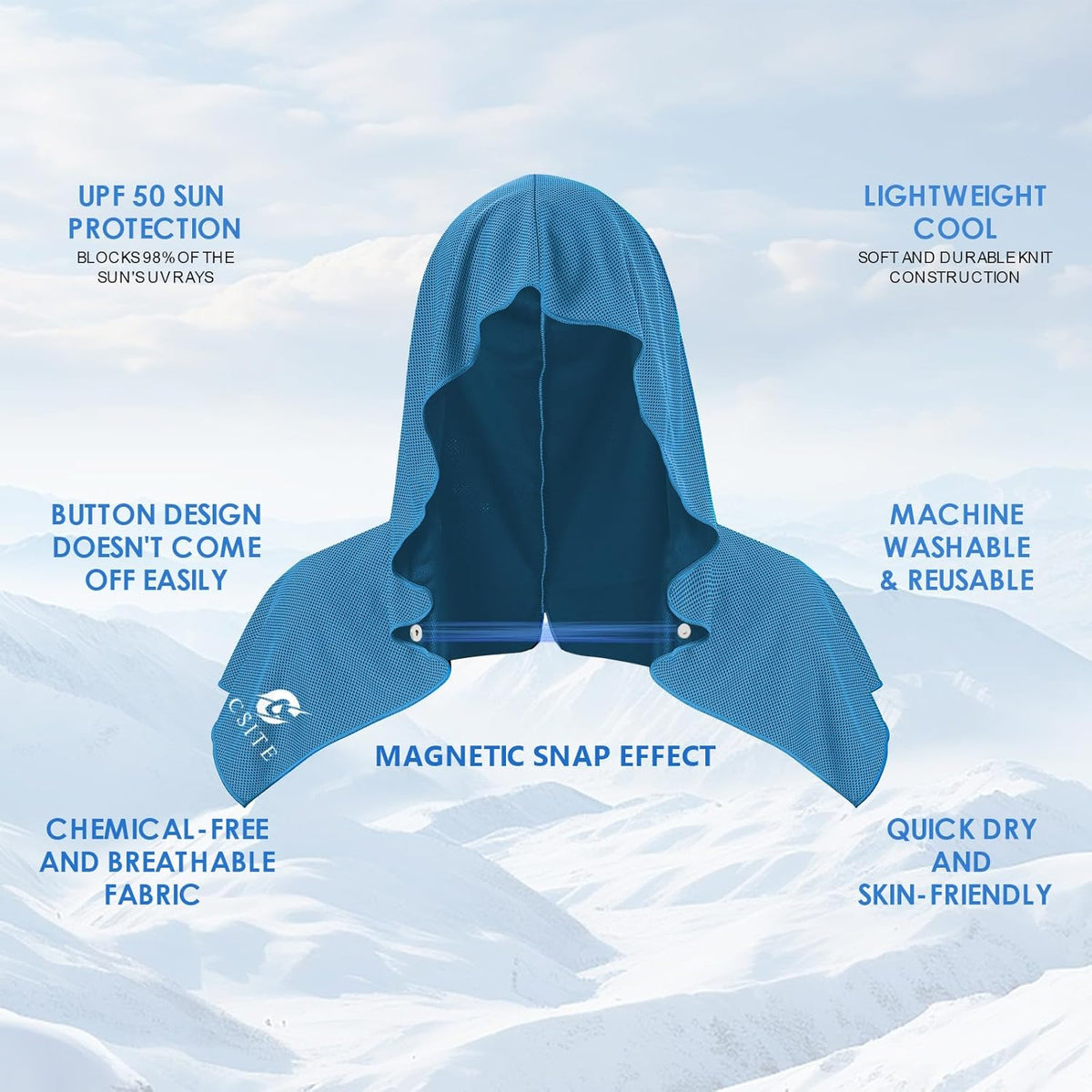 3 Pack Cooling Hoodie Towels for Neck and Face, UPF 50 Sun Protection & Instant Cooling, Ice Towels for Hot Weather, Soft Breathable Towel for Sport, Work Out, Gym, Camping & More Activities