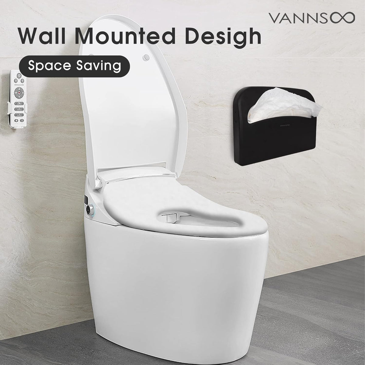 Toilet Seat Cover Dispenser - Stainless Steel Wall Mount Toilet Seat Cover Holder for Commercial Bathroom, 250 Single or Half Fold Seat Covers Capacity (Black)
