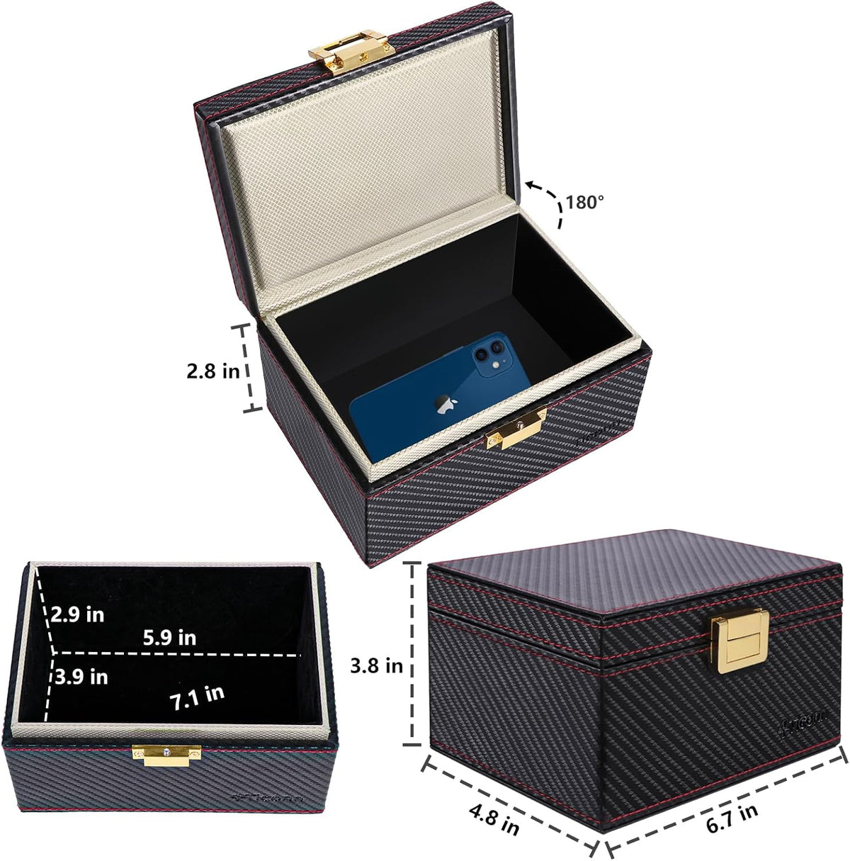 TICONN Faraday Box, Car Key Fob Protector, Carbon Fiber Signal Blocker for Keyless Fob, RFID Signal Blocking Pouch Cage