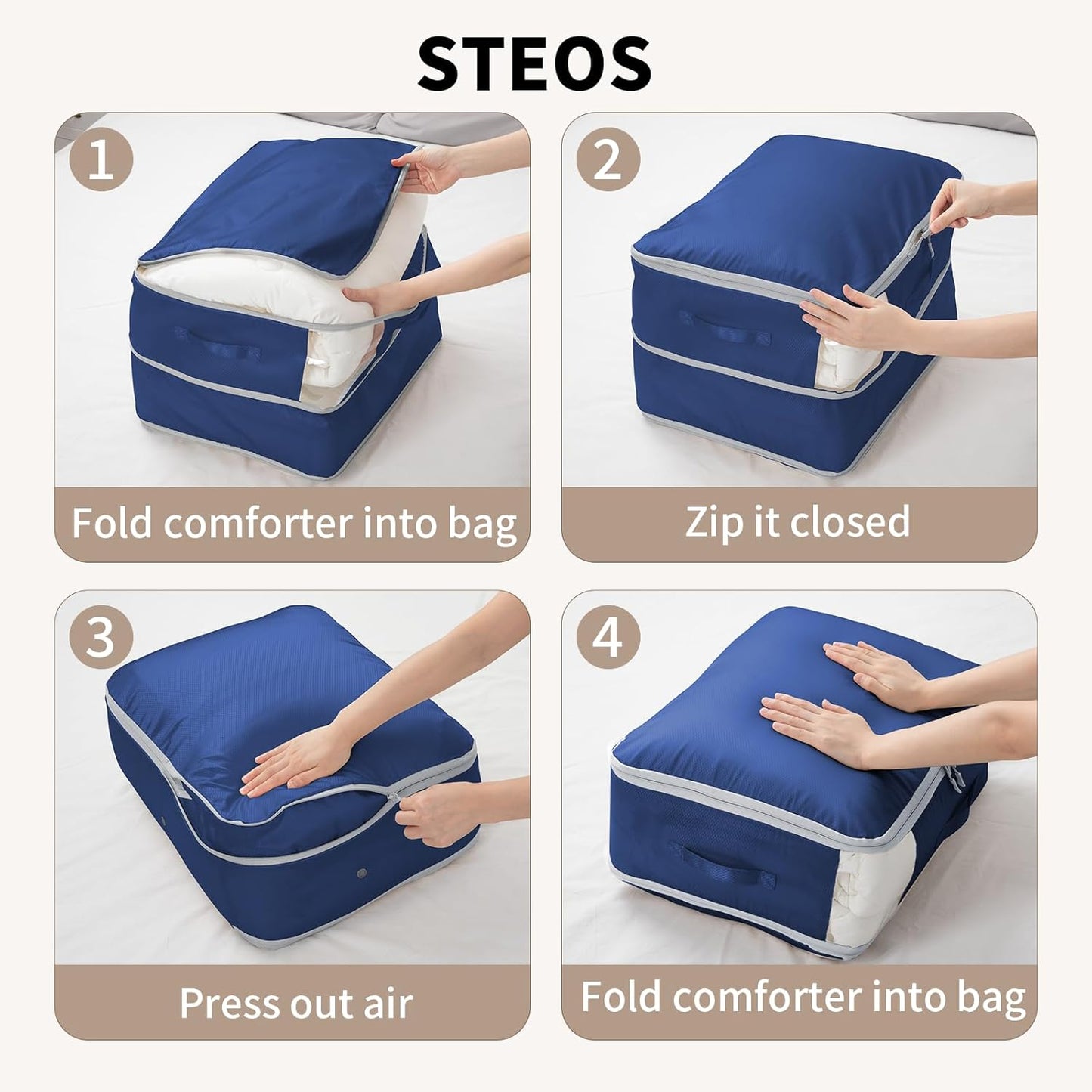 DIMJ Comforter Storage Bag 6 Pack - Blanket Storage Organizer Compression Bags, Large Capacity Ultra Space Saving Self Compression Organize for Bedding, Pillow, Duvet, Sheet Storage with Zipper Window