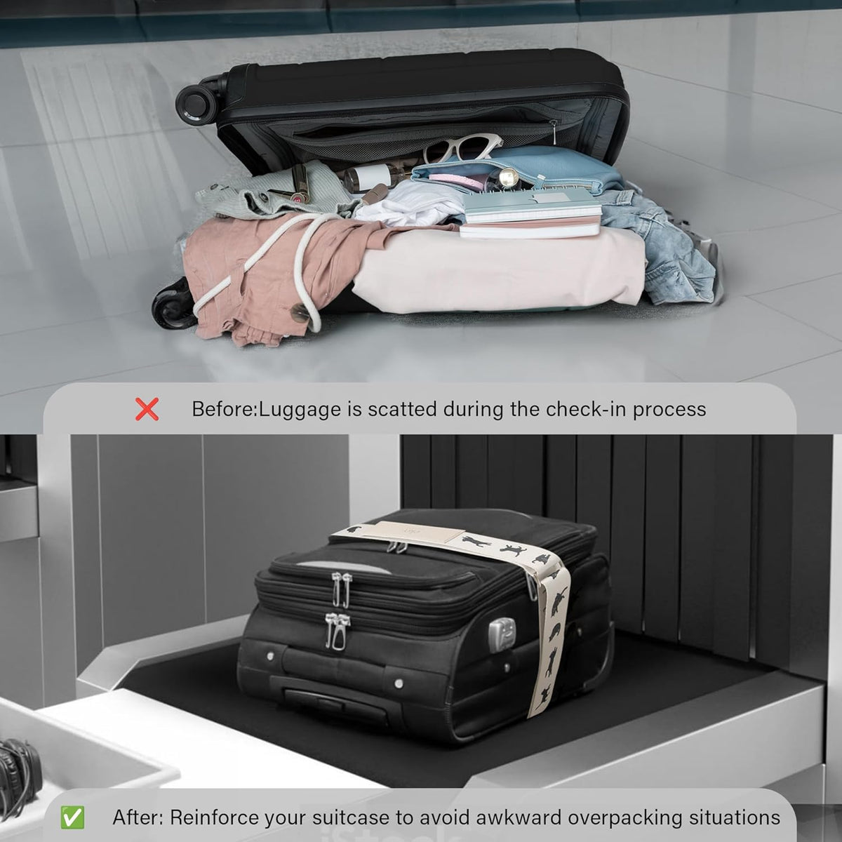 Luggage Straps for Suitcases,Adjustable Luggage Elastic Belt, Travel Essentials for Airport,Station, Vibrant Designs, Mori Girl