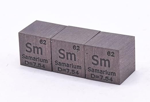 0.39" 10mm Samarium Metal Cube Sm up to 99.9% Pure Periodic Table Element Engraved Density Collection Science Education Display Block Cube + Acrylic Case Box - 1PC
