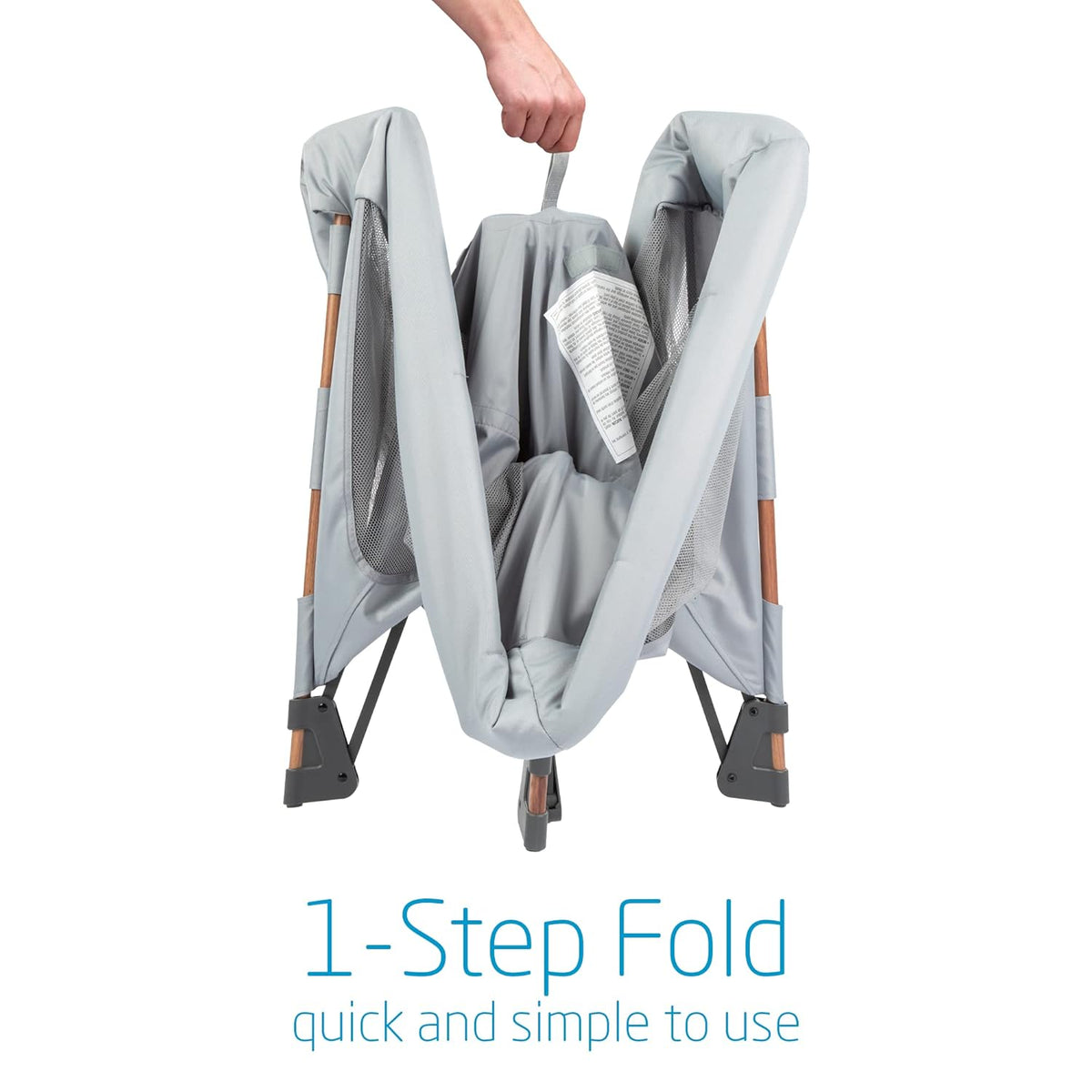 Maxi-Cosi Swift Lightweight Portable Playard, 1-Step Fold Playpen with Travel Bag, 2-Stage Mattress for Newborn to Toddlers, Essential Grey