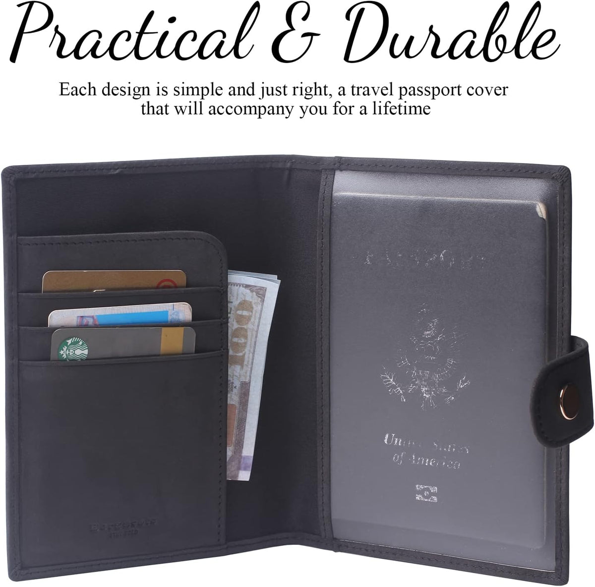 Genuine Leather Passport Case, RFID Passport Cover with Credit Card Holder for Women and Men Family ID Travel