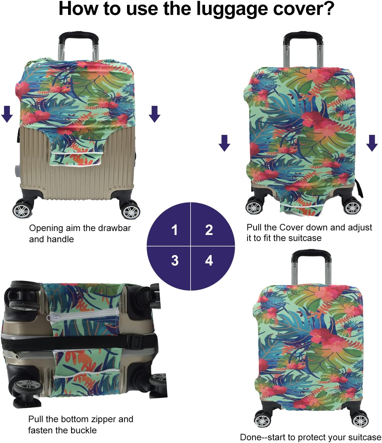 Travel Luggage Cover, Suitcase Protector Bag Fits 26-28 Inch Luggage Colorfulmaple