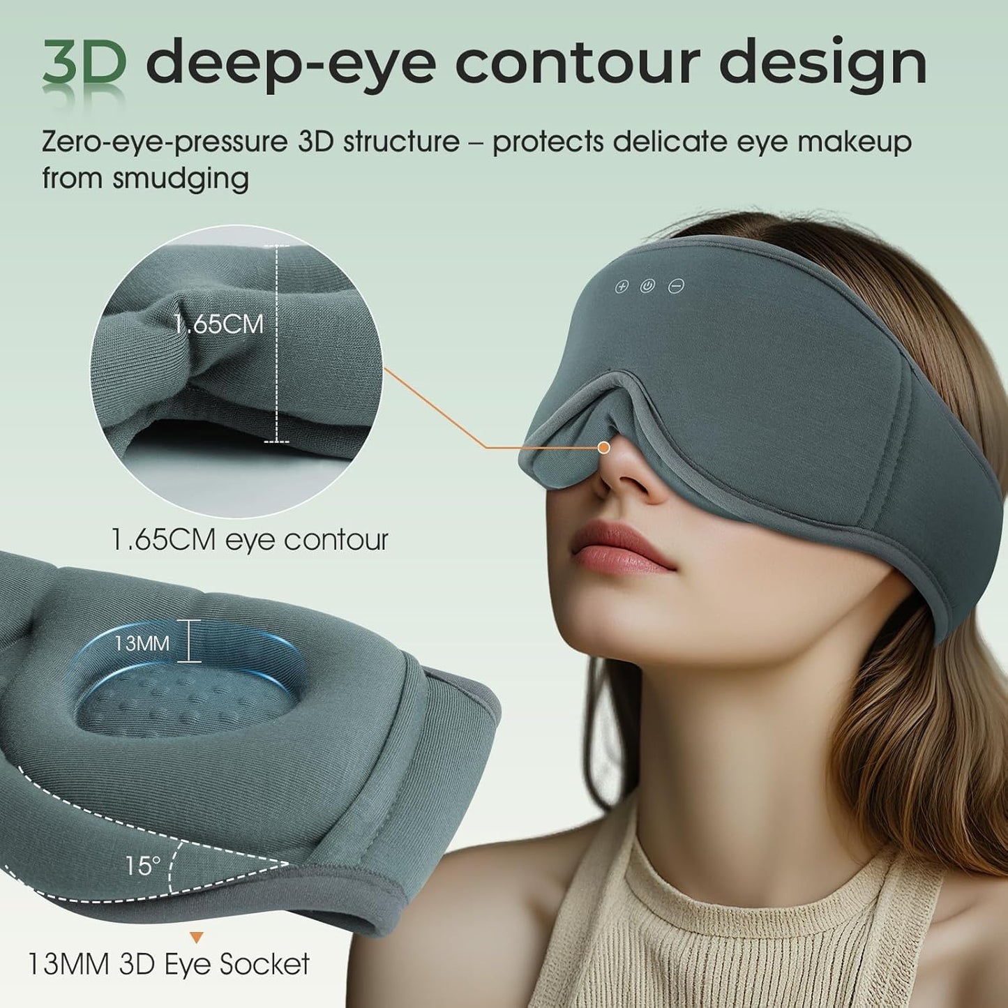 Sleep Mask with Headphones Bluetooth 5.4，LC-dolida 2025 New 3D Bluetooth Sleep Mask Headphones with Soft Bamboo Cotton for Side Sleepers Women Men, Sustainable Luxury for Better Sleep