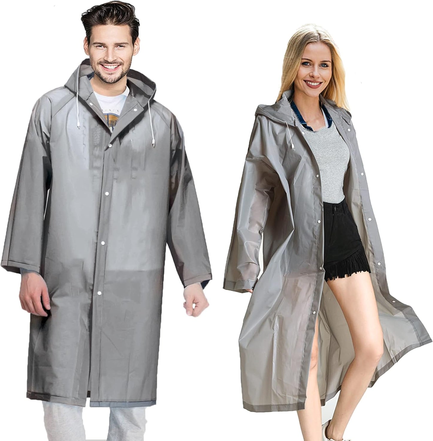 Rain Coats (2 Pack) - Reusable EVA Rain Ponchos for Adults Rain Jackets Raincoats for Men Women