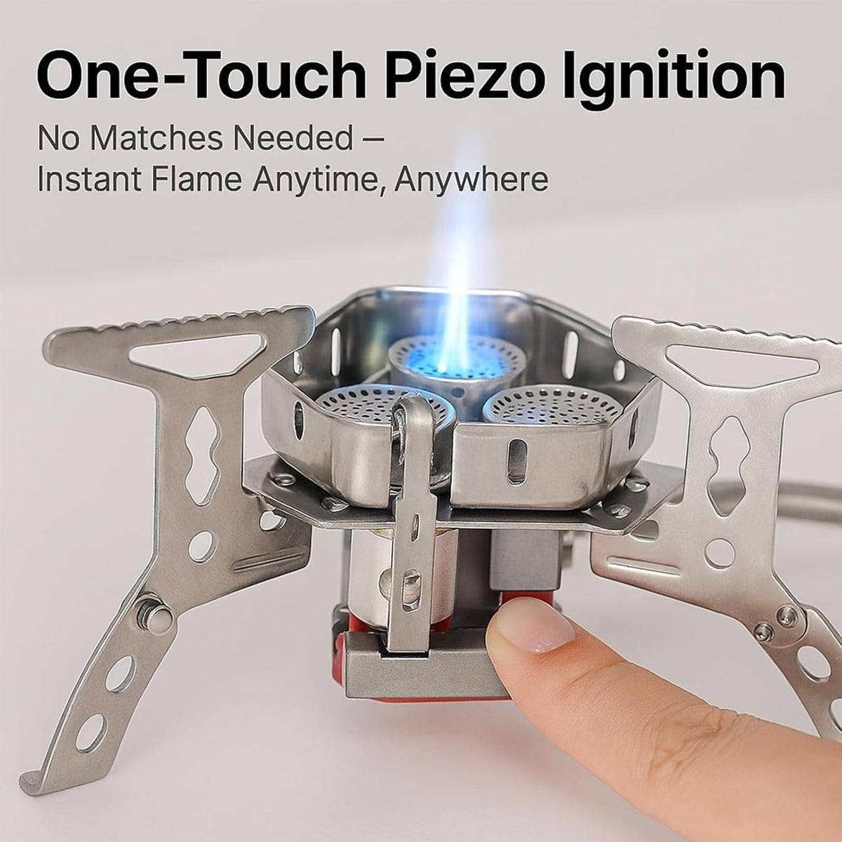 Windproof Camping Stove, Portable Camping Stove with Piezo Ignition, Collapsible Design with Carrying Casefor Outdoor Hiking, Backpacking, Picnic & Emergency Cooking (9900W)