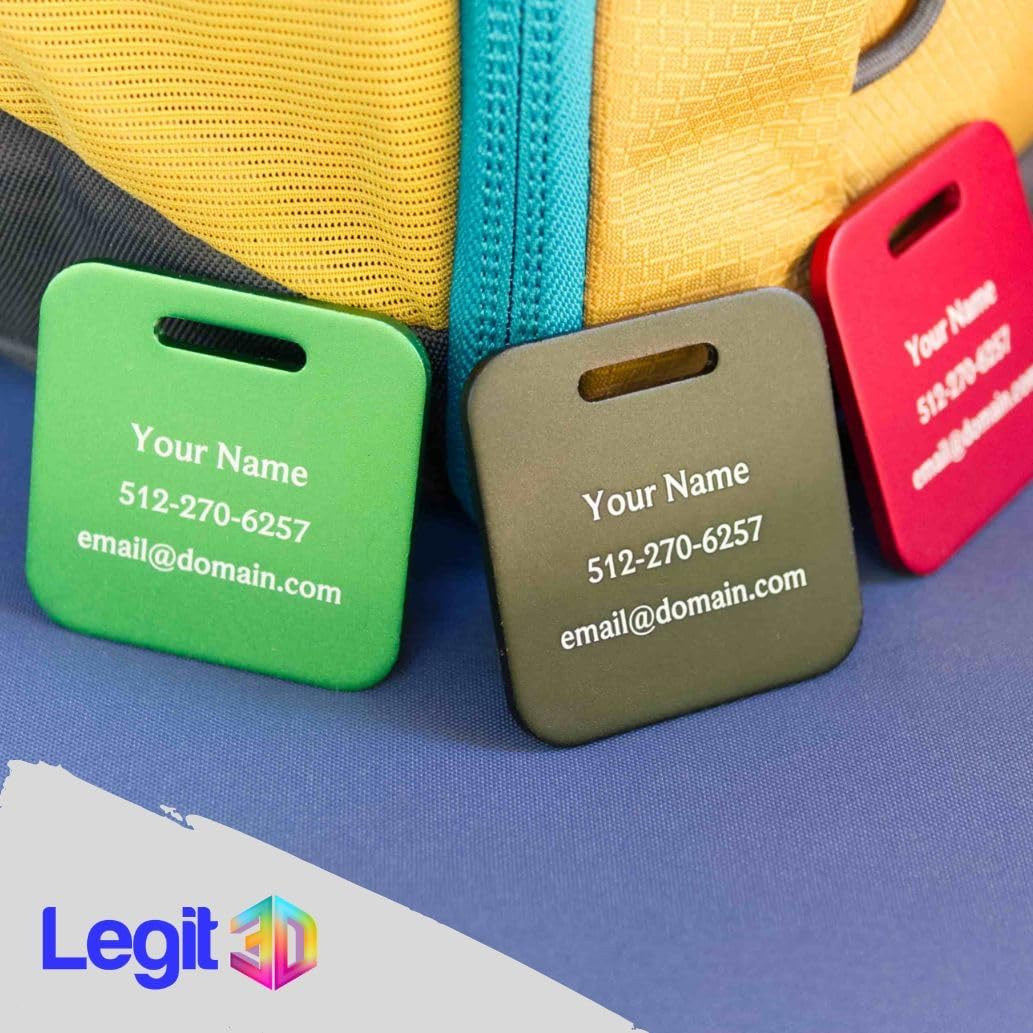 Custom Metal Luggage Tags (3 or 6 Pack) - Personalized Unique Suitcase & Backpack Travel, Durable, Waterproof & Heavy Duty (Blue)