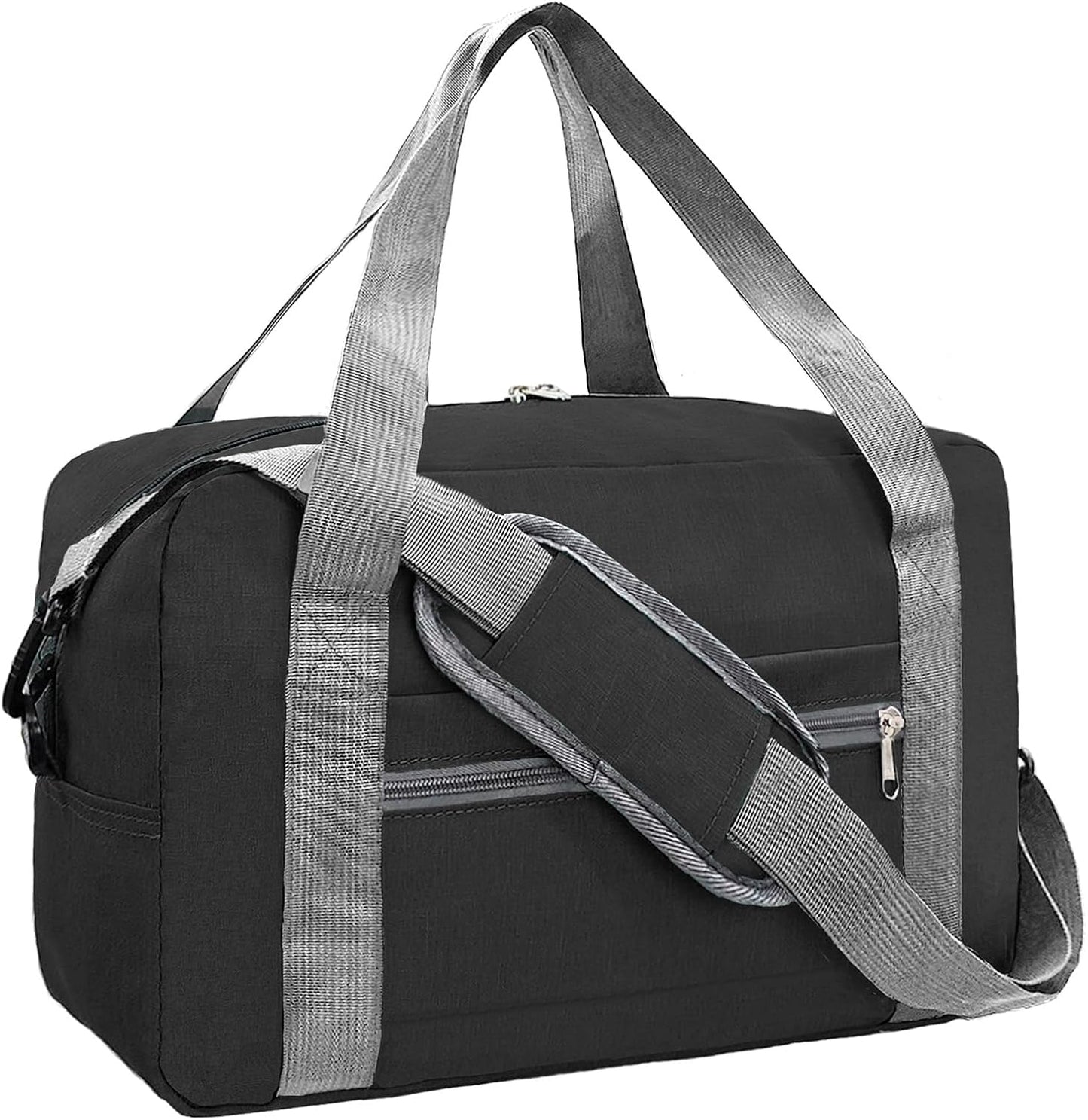 Foldable Carry on Luggage Bag 22x14x9 Personal Item Bag for Airplanes Travel Duffel Bag for Women and Men (40L, Black)
