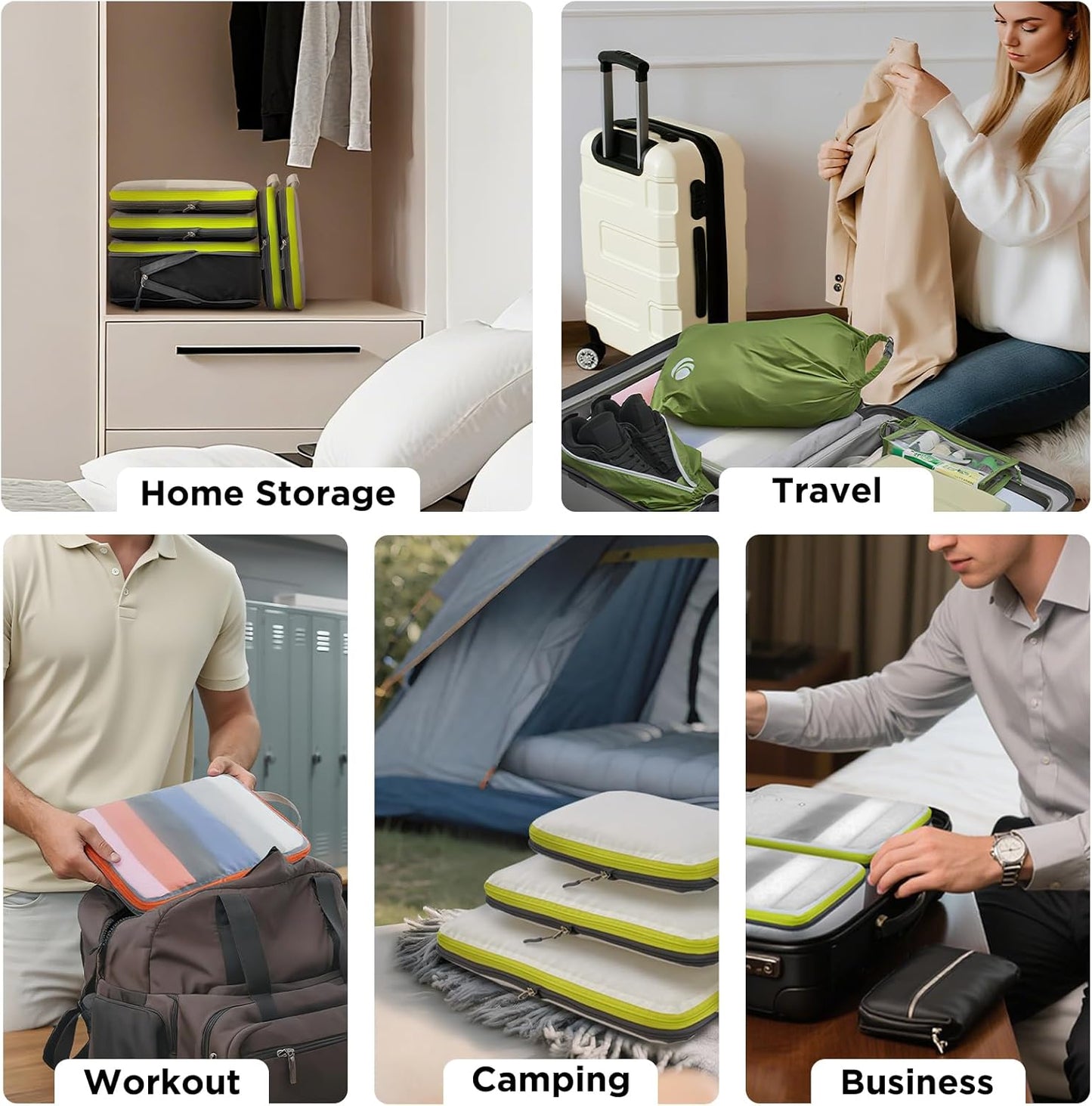 Cipway Compression Packing Cubes, See Through Mesh Luggage Organizer Bags, Travel Essentials for Carry on Suitcase with Laundry Bag and Clear Toiletries Bag（6Pcs,Black）
