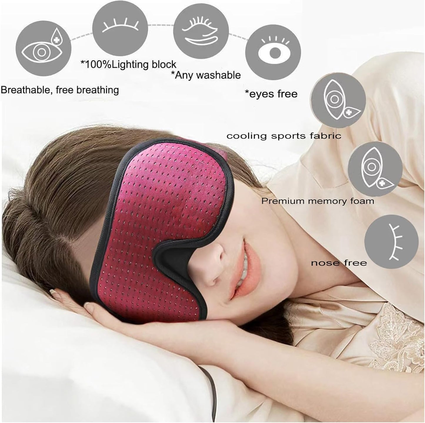 Sleep Mask for Men and Women 3D Contoured Eye Mask Patented Adjustable Light Blocking Night Mask for Sleeping (Green)