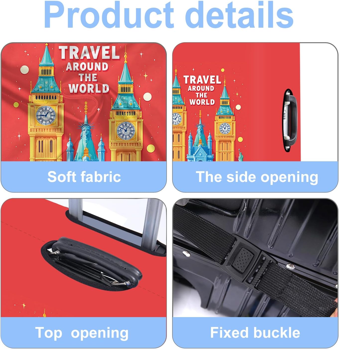Luggage Cover Washable Suitcase Protector Anti-Scratch,Stretchable Fit for 20-34Inch Luggage Durable Travel Bag Cover with Zipper Closure (London-2, M(fits 24-26Inch suitcase))