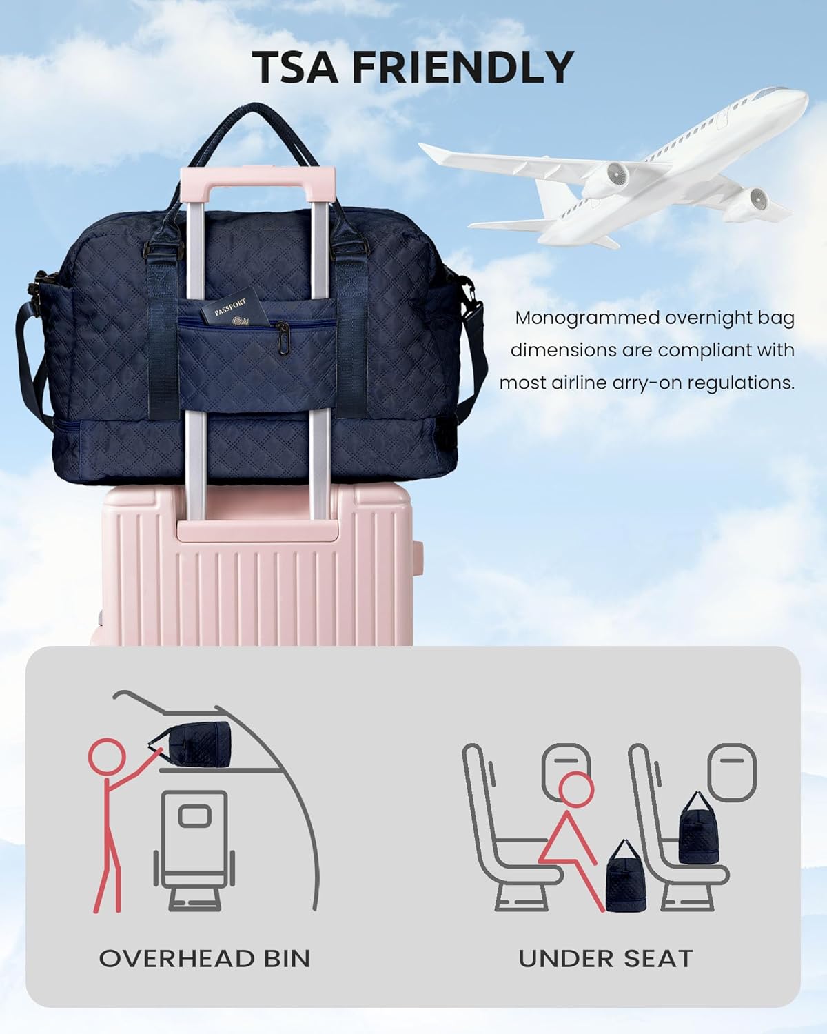 Birthday Gifts for 11 12 13 14 15 16 17 18 Year Old Girls Gifts-Duffle Travel Bag, Weekender Bag, Overnight Bag for Women, Travel Bag with Makeup Bag Graduation Gifts for Sister (Letter W)