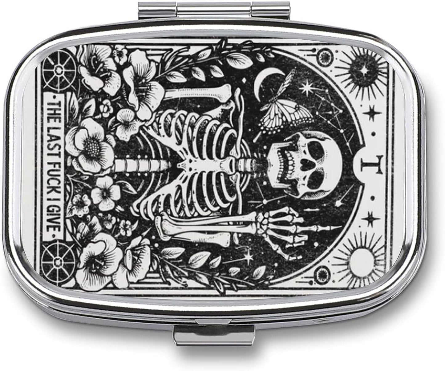 Metal 2 Compartment Pill Organizer Travel Friendly Portable Compact Pill Box Cute Pill Case to Hold Vitamins,Fish Oil,Supplements,Meds,Tablet for Purse,Pocket. (Last)