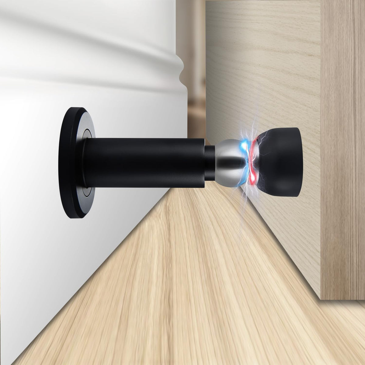 Door Stoppers – Heavy Duty Magnetic Door Stopper for Wall & Bottom of Door – Premium Adjustable Door Stop with Heavy-Duty Windproof Design, Constructed with SUS304 Stainless Steel (Black)