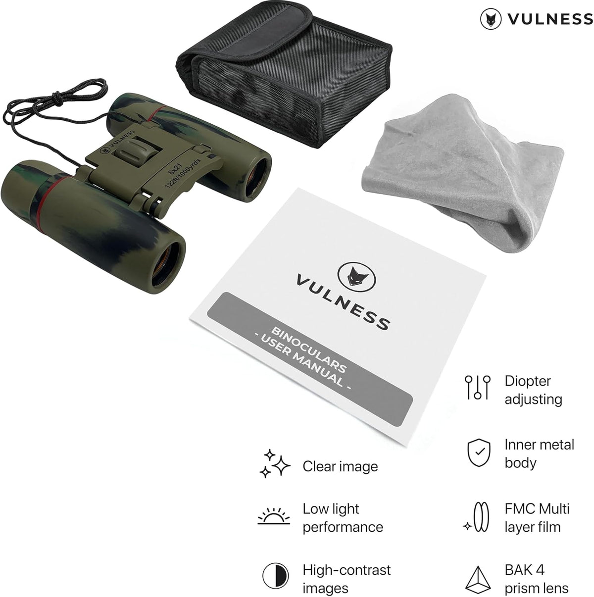 Small Binoculars for Adults and Kids | Cruise Ship Essentials Camping Bird Watching Travel Hiking Accessories Alaska Costa Rica Must Haves Packing List High Powered Mini Compact VULNESS (Camo, 8X21)