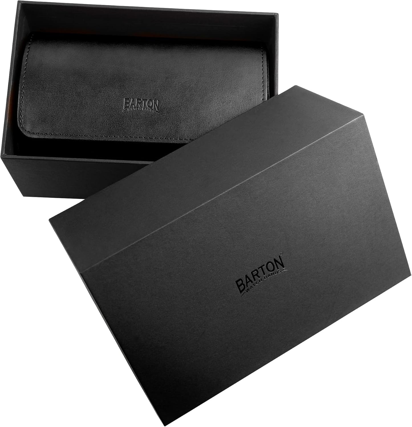 Barton Watch Bands BARTON Watch Roll - Black Recycled Leather Travel Case & Band Storage 2