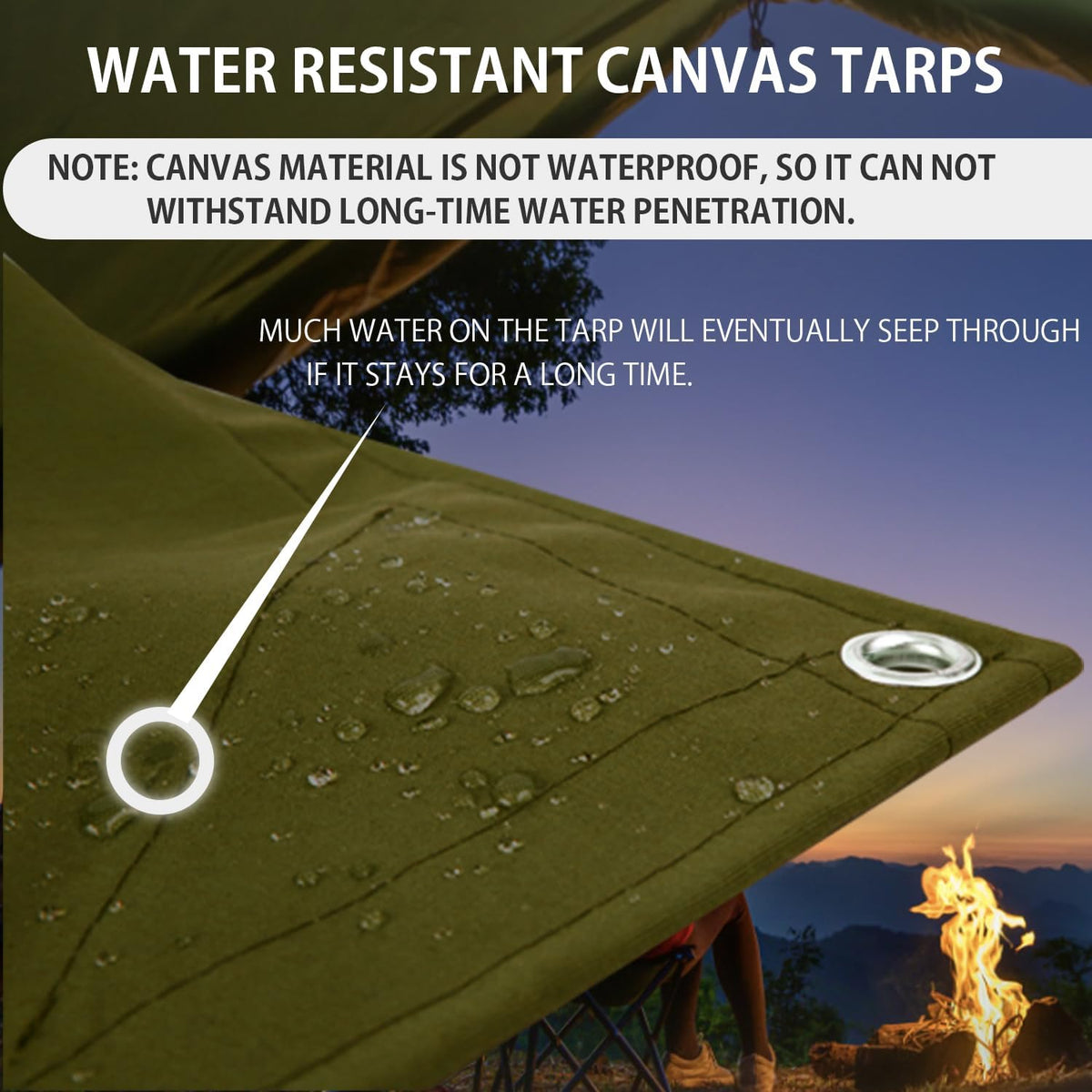 FoundGo Canvas Tarp 10x16ft Heavy Duty Waterresistant Tarps with Grommets, UV Resistant, 22 Mil Tarpaulin,14 oz Durable Cloth Covers for Car, Roof, Boat, Camp, Canopy, Woodpile with Ropes-Moss