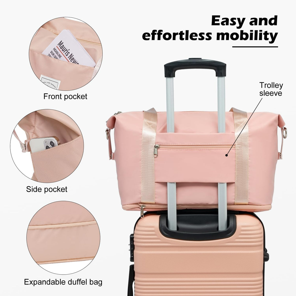 LONG VACATION 3 Piece Carry On Luggage 20 Inch Suitcase with Spinner Wheels, ABS+PC Hardshell Suitcase set with TSA Lock & YKK Zipper