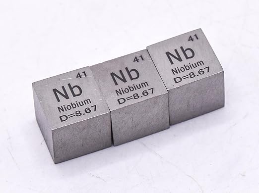 0.39" 10mm Niobium Metal Cube Nb up to 99.9% Pure Periodic Table Element Engraved Density Collection Science Education Display Block Cube + Acrylic Case Box - 1PC