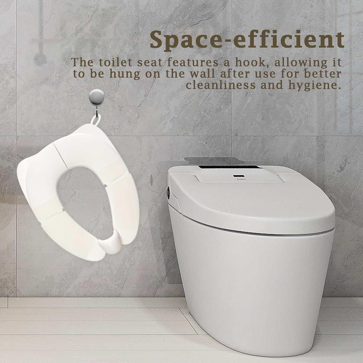 Portable Toilet Seat for Kids, Foldable Universal Fit Potty Training Seat with Anti-Slip Base & Splash Guard Travel Toilet Seat with Storage Bag, Easy Clean-White