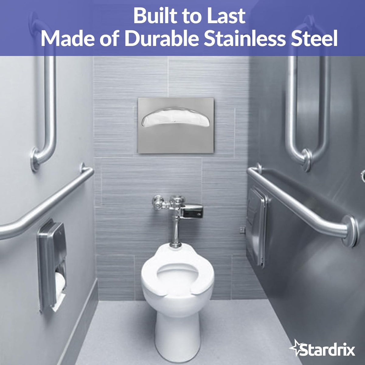 Stainless Steel Toilet Seat Cover Dispenser, Wall Mount Single or 1/2 Fold Large Capacity Toilet Seat Covers Holder for Commercial and Residential, Brushed