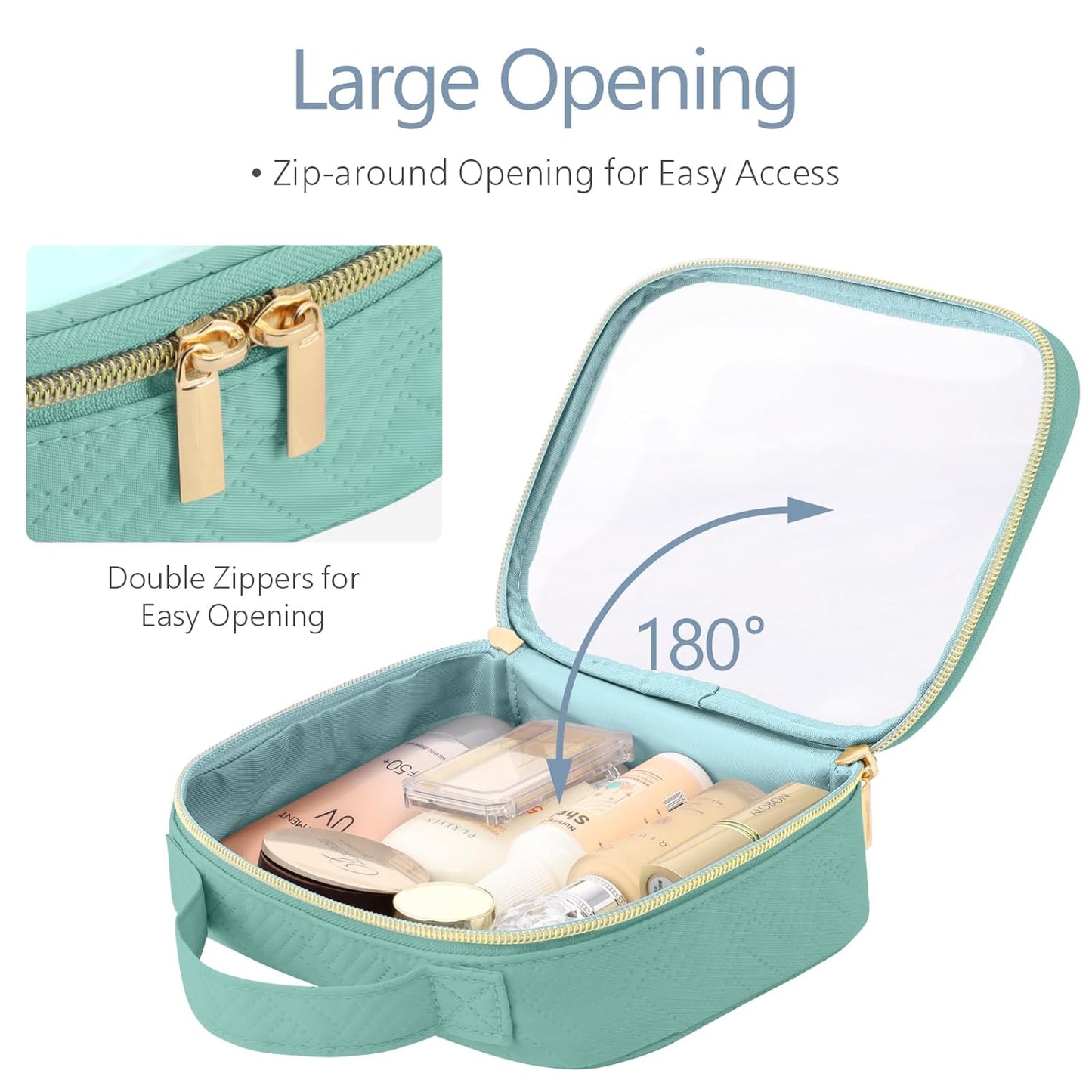 PACKISM TSA Approved Toiletry Bag, 2 Pack Clear Makeup Bags with Handle Large Opening, Clear Toiletry Bags Fit Carry-on Travel Essential, Travel Bags for Toiletries, Turquoise Green