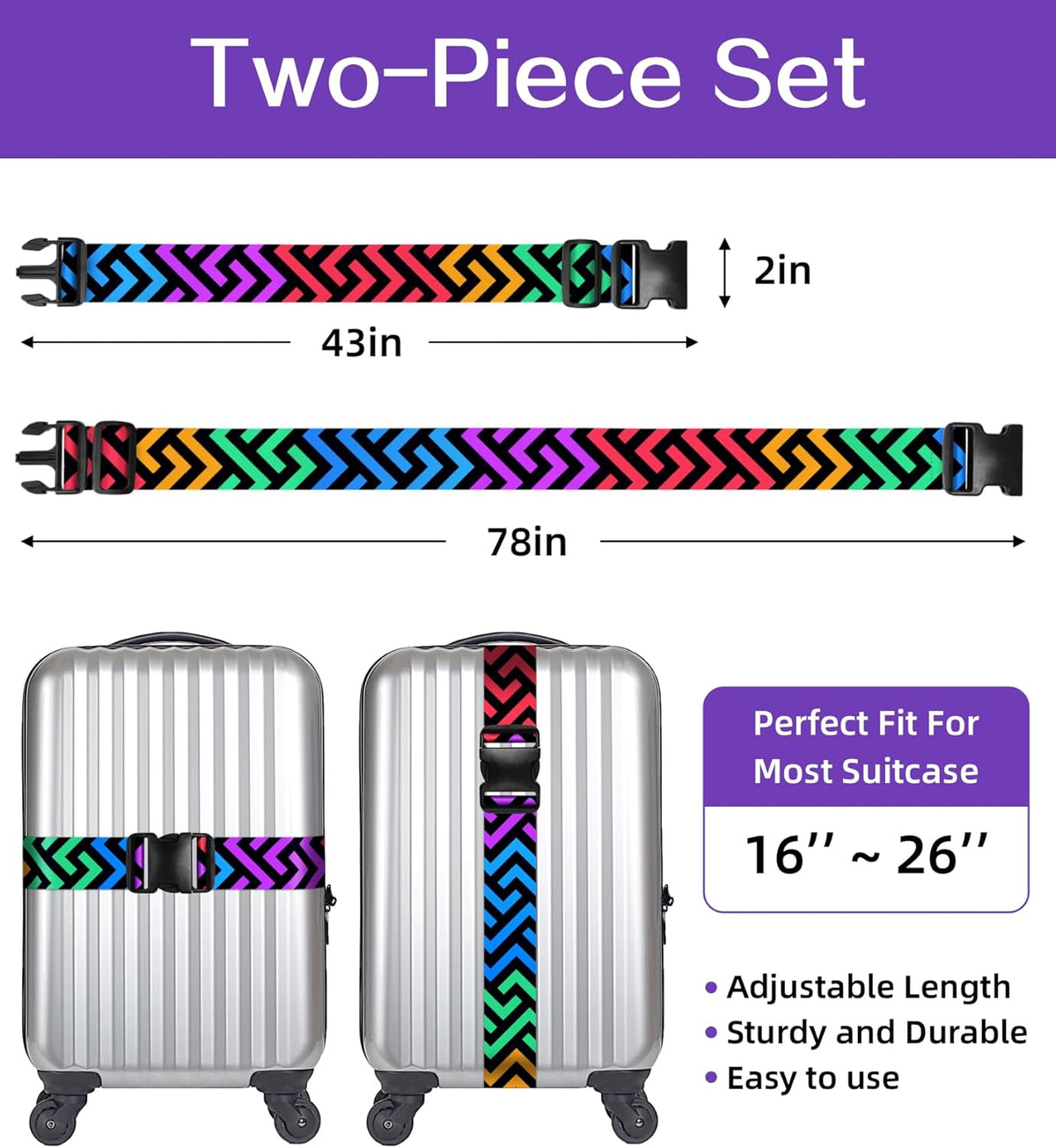 Luggage Straps for Suitcases Travel Belt Luggage Band Heavy Duty Traveling Luggage Identifier Cute Women Girls Unique Accesory,