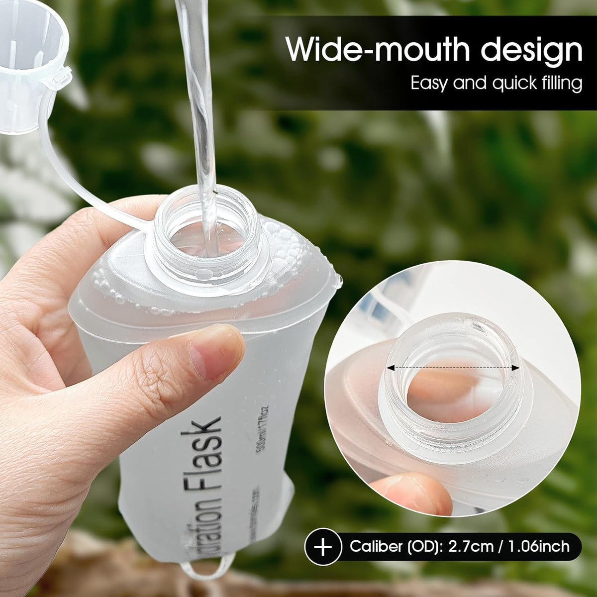 GYGYL Soft Flask, TPU Collapsible Soft Water Bottle for Hydration Pack, Running Vest, Leak-Proof Folding Water Bottle for Hiking Cycling Climbing Jogging-250ml White, 2pcs